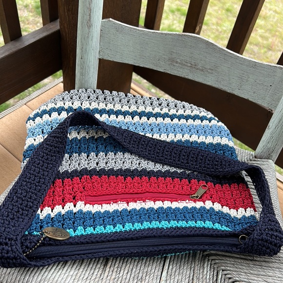 The Sak 4th of July Red White Blue Crochet Crossbody Purse Handbag Macrame - Picture 6 of 10